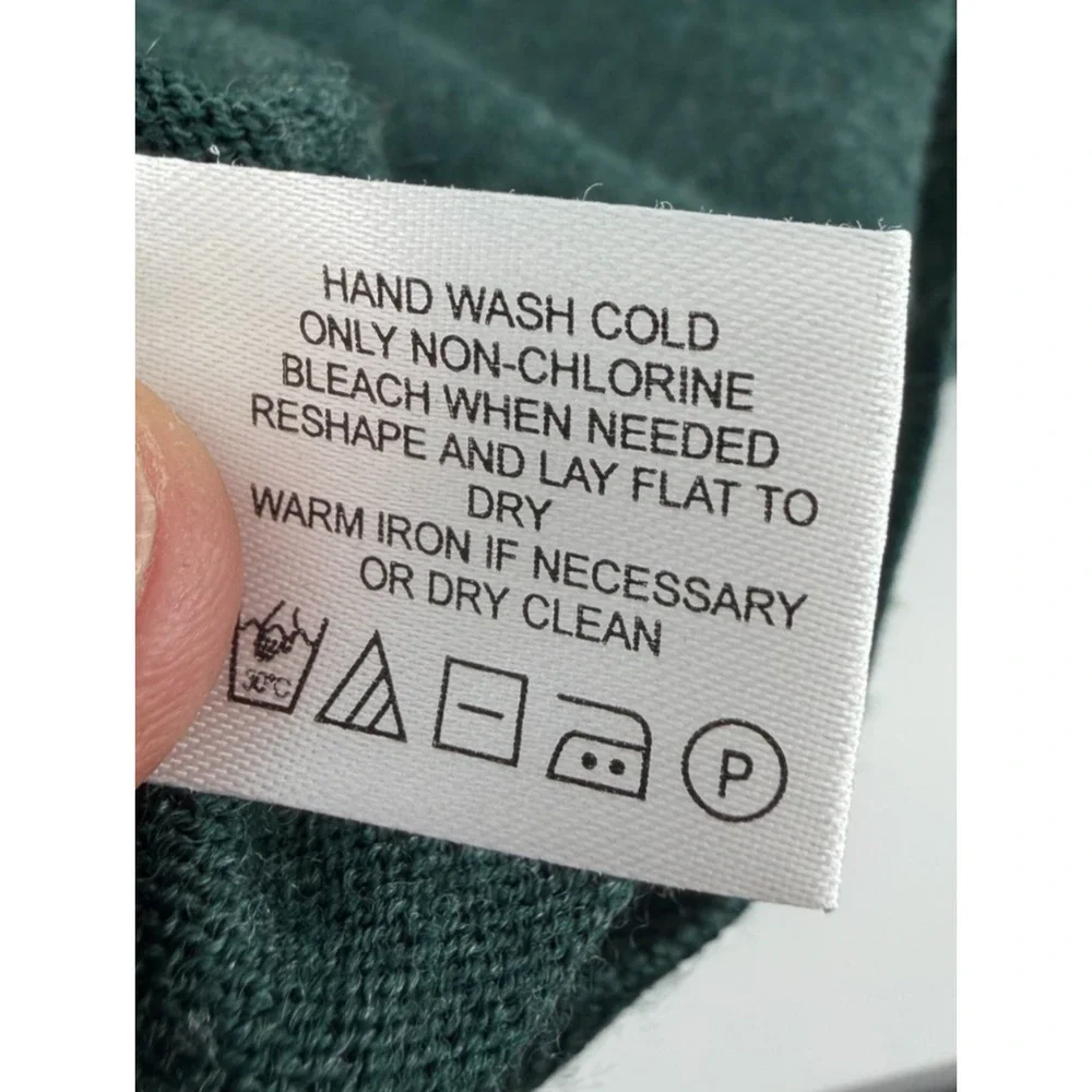 Orvis‎ 100% Merino Wool 1/4 Zip Sweater Men's XL Green Leather Trim Quiet Luxury